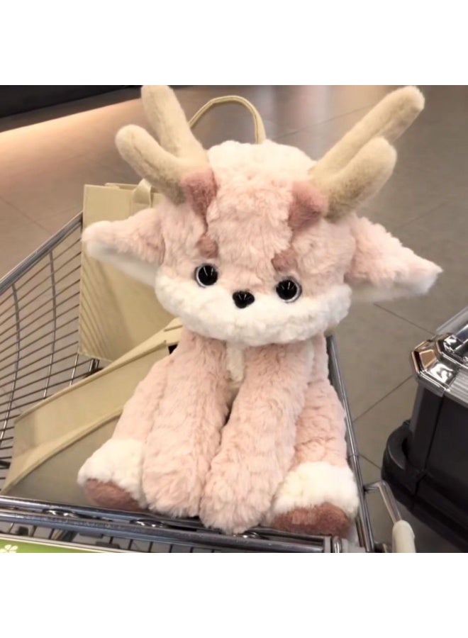 Sunspire 13.7-inch pink plush toy. Crafted from ultra-soft plush fabric, this pink doll offers a delightfully soft and cuddly feel. This charming and comforting cuddle companion makes the perfect gift for little girls. - Image 4