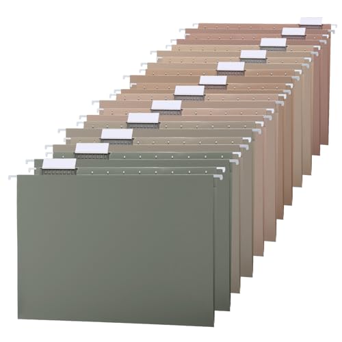 Trandraft 12 Pack Decorative Hanging File Folders, Letter Size with Tab, 6 Color Assorted for Filing Cabinet Office Supplies(Natural Color) - Image 1