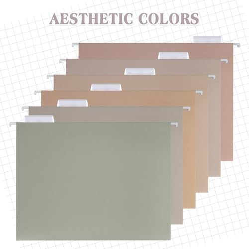 Trandraft 12 Pack Decorative Hanging File Folders, Letter Size with Tab, 6 Color Assorted for Filing Cabinet Office Supplies(Natural Color) - Image 5