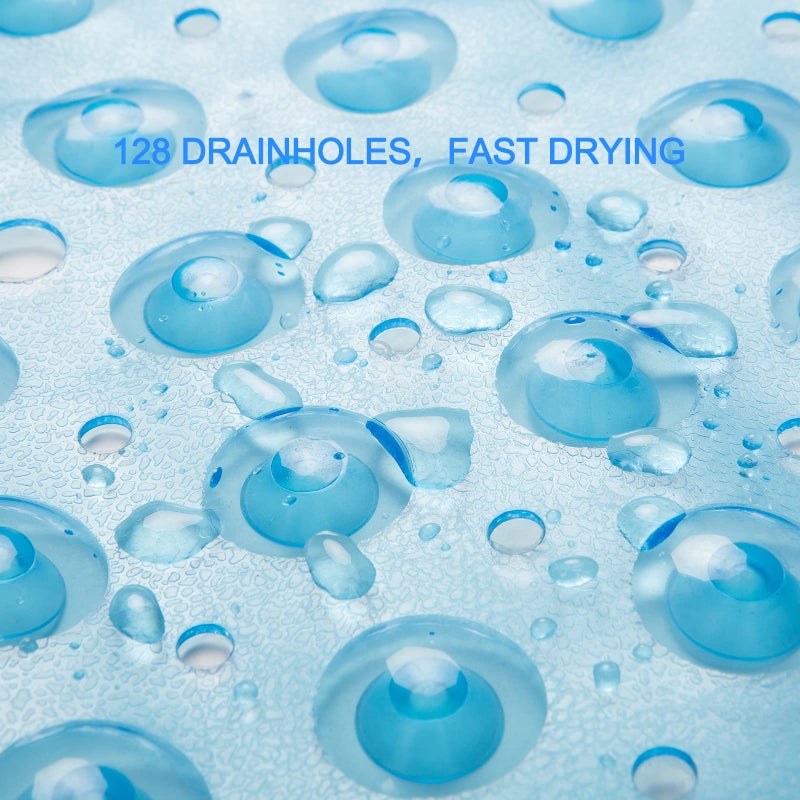 AmazerBath Bath Tub Mat, Medium Size 27.6 x 15 Inches Non-Slip Shower Mats with Suction Cups and Drain Holes, Bathtub Mats Bathroom Mats Machine Washable (Clear Blue) - Image 4