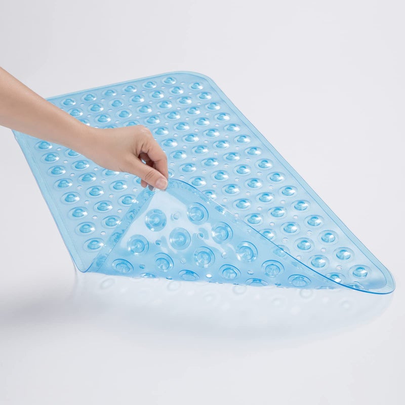 AmazerBath Bath Tub Mat, Medium Size 27.6 x 15 Inches Non-Slip Shower Mats with Suction Cups and Drain Holes, Bathtub Mats Bathroom Mats Machine Washable (Clear Blue) - Image 3