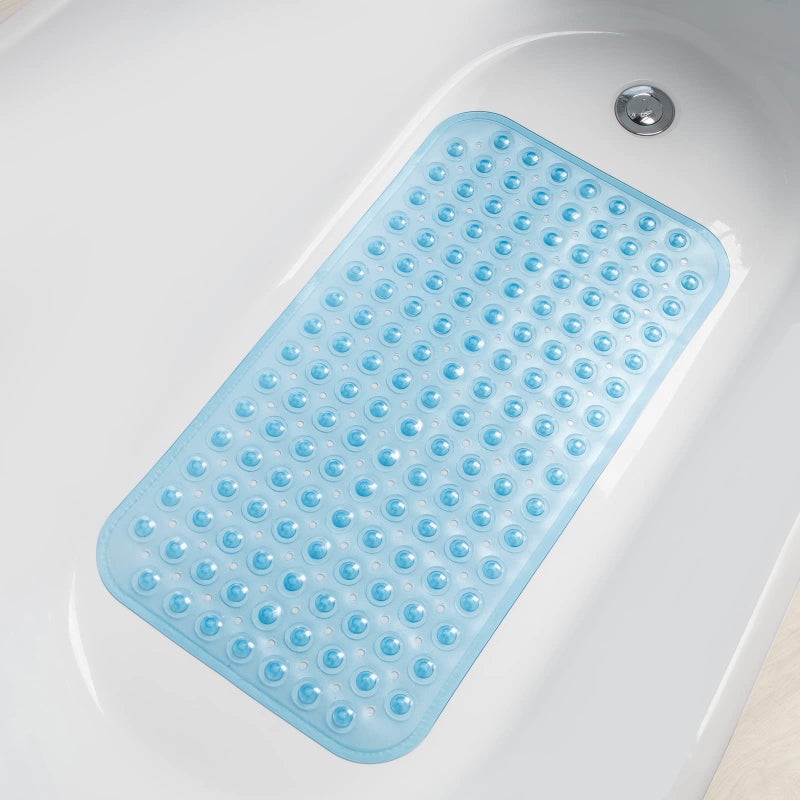 AmazerBath Bath Tub Mat, Medium Size 27.6 x 15 Inches Non-Slip Shower Mats with Suction Cups and Drain Holes, Bathtub Mats Bathroom Mats Machine Washable (Clear Blue) - Image 5