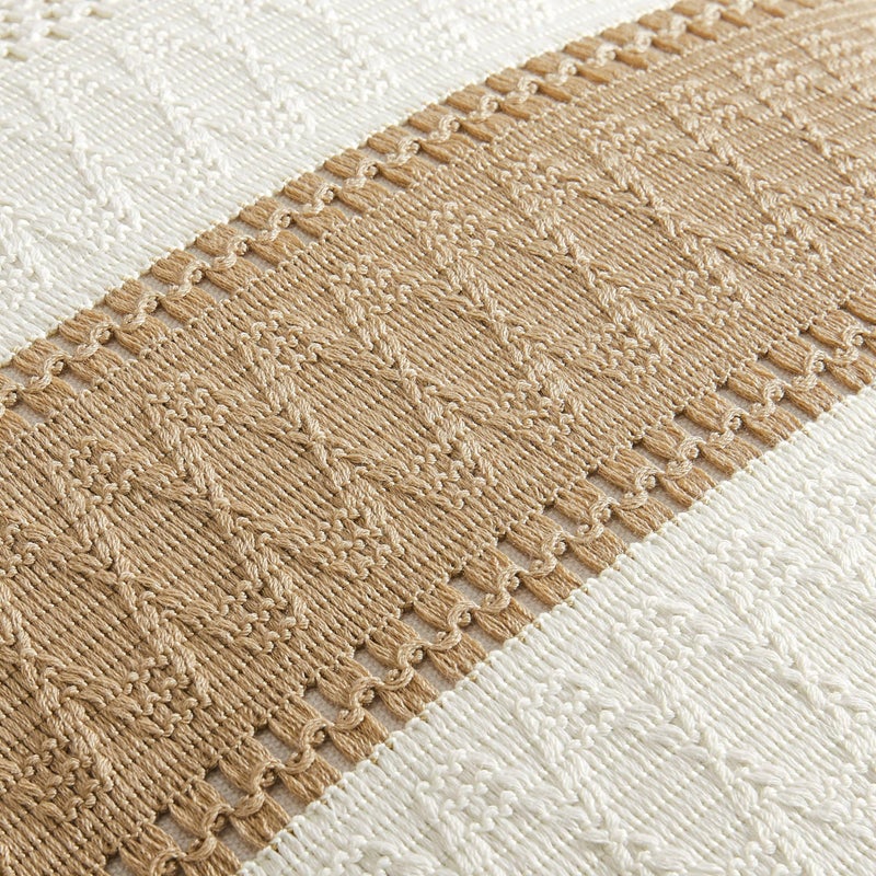 ZeeMart 2 Packs Cotton Boho Throw Pillow Covers 20x20 Inch Contrast Brown  Soft Farmhouse Decorative Couch Pillow Cases Neutral Cushion Covers for Sofa Bed Living Room Home Decor - Image 4