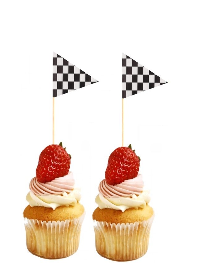 JAVD Checkered Racing Flag Checkered Racing TriangleToothpick Flag Small Checkered Mini Stick Cupcake Toppers Flags, Food Bar Cake Flags DIY Decoration (100 Pcs) - Image 5