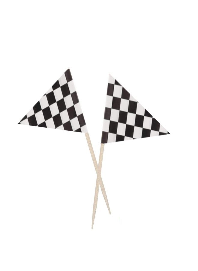 JAVD Checkered Racing Flag Checkered Racing TriangleToothpick Flag Small Checkered Mini Stick Cupcake Toppers Flags, Food Bar Cake Flags DIY Decoration (100 Pcs) - Image 4