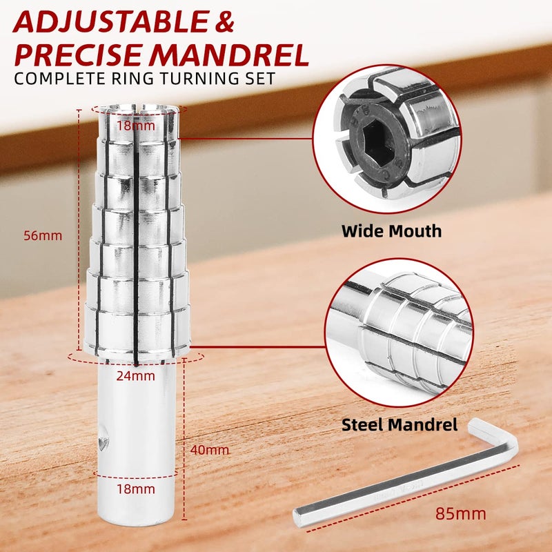 YIEPET Expanding Ring Mandrel-Ring Mandrel for Lathe,Ring Stretcher,Ring Sizes(7.5-10.5) Turning and Manufacturing Rings Making - Image 3