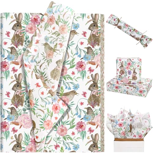 Bolsome 60 Sheets Pink Floral Tissue Paper for Gift Wrapping Watercolor Flowers Birds Print Tissue Paper for Gift Bags for Spring Holidays Baby Shower Wedding Mothers Day DIY Craft Supplies, 20 × 14 Inches - Image 1