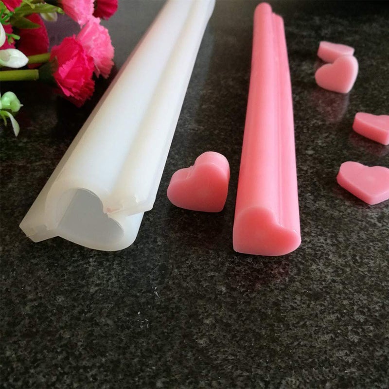 EORTA Heart Shaped Silicone Mold Tube Column Handmade Soap Candle Chocolate/Cake/Mousse/Loaf Baking Tools for DIY Craft Dessert Clay Party Decoration, White - Image 1