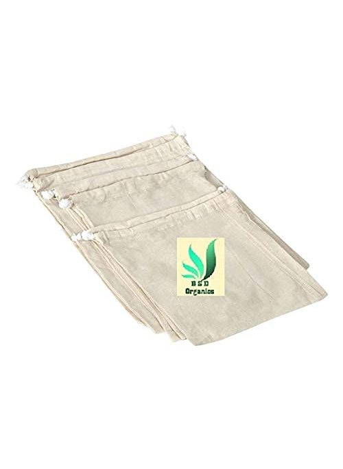 BSD Organics - BSD Organics Eco Home Store Cotton Reusable Muslin Fridge Storage Bag for Fruits and Vegetables(Beige) - 9 Numbers - Image 1