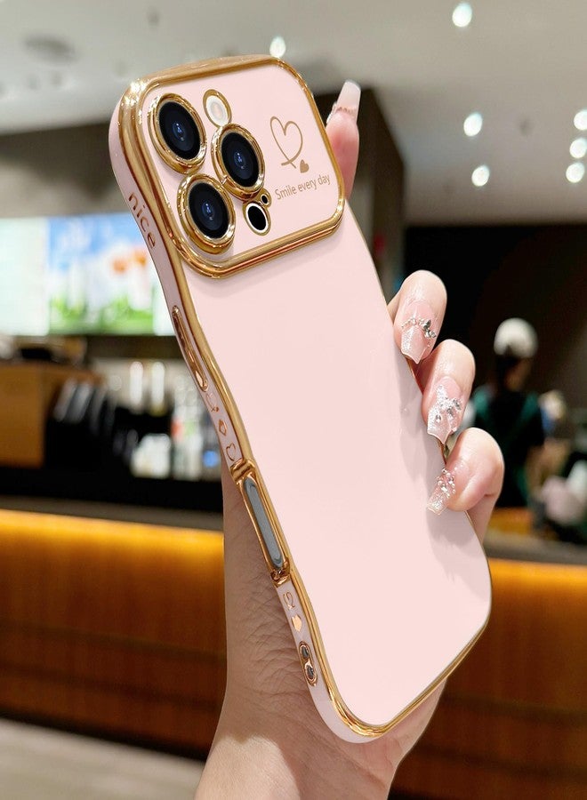 جراب LCHULLE لهاتف iPhone 16 Pro Max للنساء والفتيات، جراب هاتف لطيف بتصميم مموج على شكل قلب، غطاء حماية للكاميرا مقاوم للصدمات لهاتف iPhone 16 Pro Max مقاس 6.9 بوصة، لون وردي فاتح - Image 2