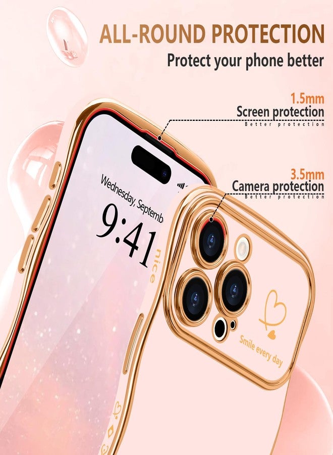 جراب LCHULLE لهاتف iPhone 16 Pro Max للنساء والفتيات، جراب هاتف لطيف بتصميم مموج على شكل قلب، غطاء حماية للكاميرا مقاوم للصدمات لهاتف iPhone 16 Pro Max مقاس 6.9 بوصة، لون وردي فاتح - Image 4