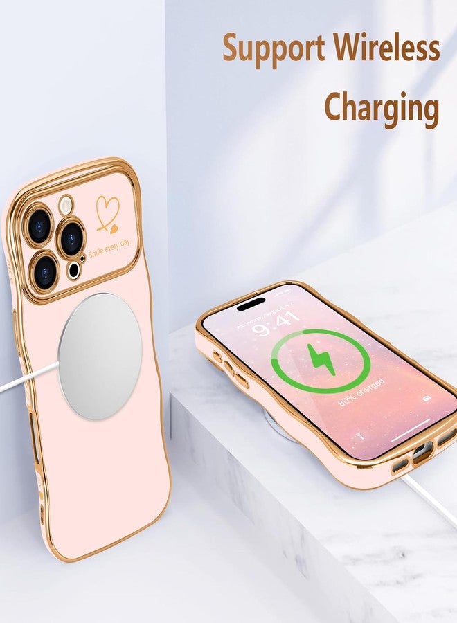 جراب LCHULLE لهاتف iPhone 16 Pro Max للنساء والفتيات، جراب هاتف لطيف بتصميم مموج على شكل قلب، غطاء حماية للكاميرا مقاوم للصدمات لهاتف iPhone 16 Pro Max مقاس 6.9 بوصة، لون وردي فاتح - Image 5