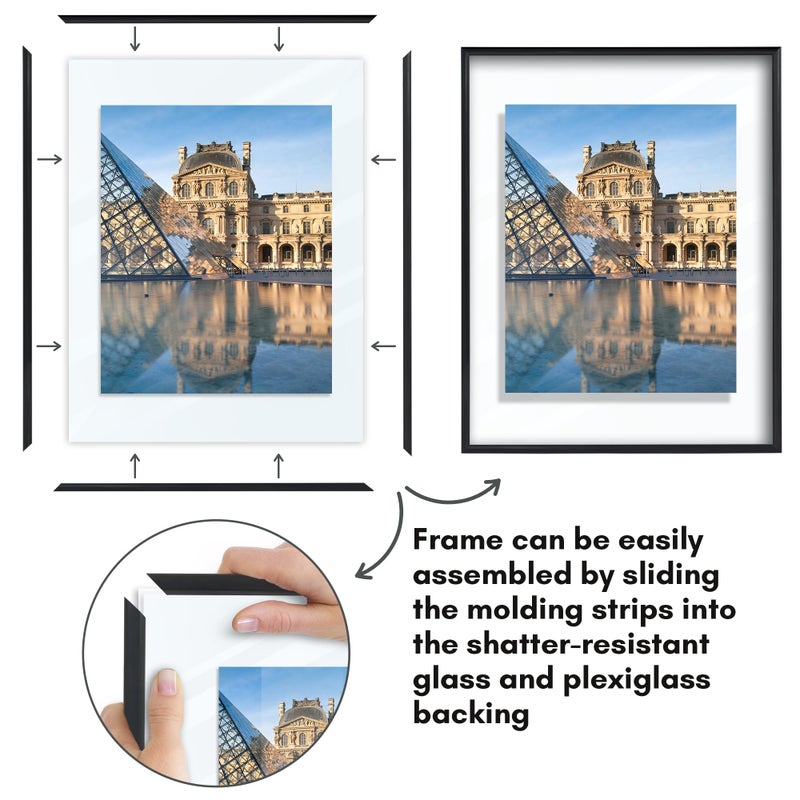Americanflat Americanflat 11x14 Floating Picture Frame with Shatter-Resistant Glass - Fits 8x10 Photos or Smaller - Slide-in Photo Frame - Fusion Float Collection - Floating Frame for Tabletop or Wall - Black  - Image 3