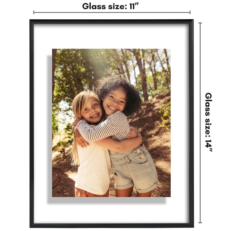 Americanflat Americanflat 11x14 Floating Picture Frame with Shatter-Resistant Glass - Fits 8x10 Photos or Smaller - Slide-in Photo Frame - Fusion Float Collection - Floating Frame for Tabletop or Wall - Black  - Image 2