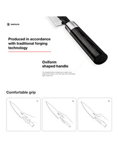 Samura Samura Blacksmith Kitchen Knives Set of 3 | Utility Knife, Nakiri Knife, Santoku Knife | High Carbon Hammered Steel | Professional Grade | Precision Cutting | Handmade | Hardness 58-59 HRC  - Image 3