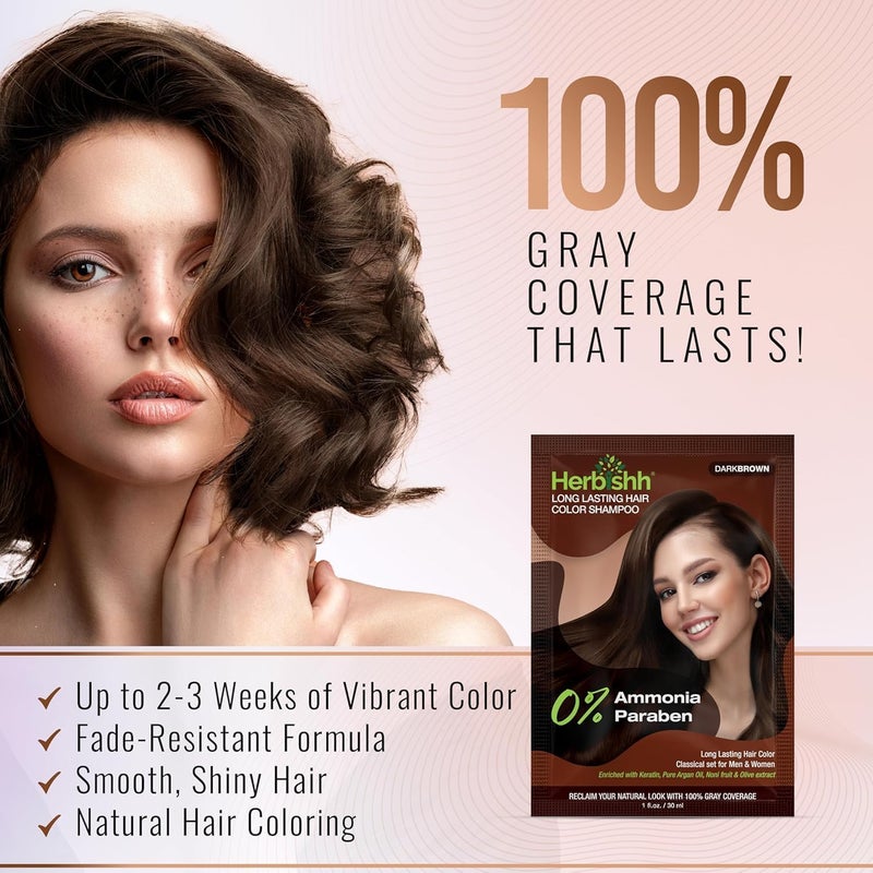 Herbishh Dark Brown Color Shampoo for Gray Hair, Pack of 15 (30ml each) - Image 5
