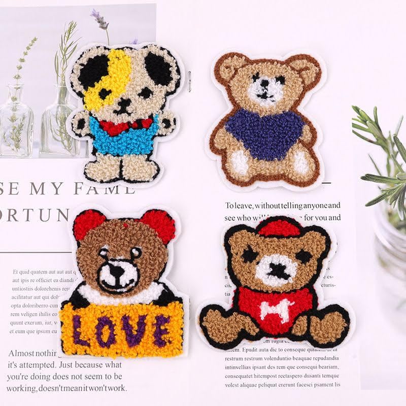 Daily Crafts Daily Crafts 3 pcs Unisex Teddy Bear Kids Patches Needlework Sew on Stitching Clothes Patch for Clothes Boutiques Jackets Jeans Bags Multicolor Towel Design Teddy Bear Edition - Image 1