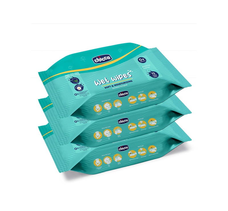 CHICCO Wet Wipes 216PCS(72PCS X 3 Packs) - Image 2