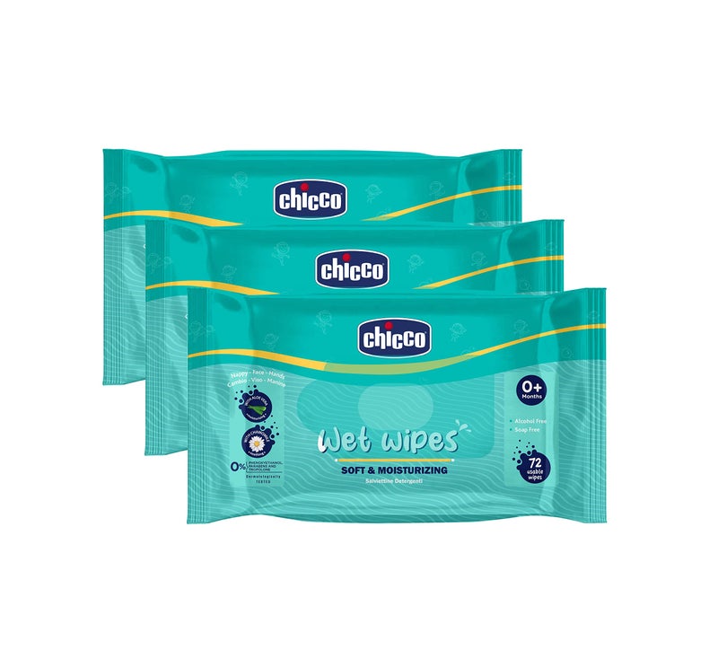 CHICCO Wet Wipes 216PCS(72PCS X 3 Packs) - Image 1