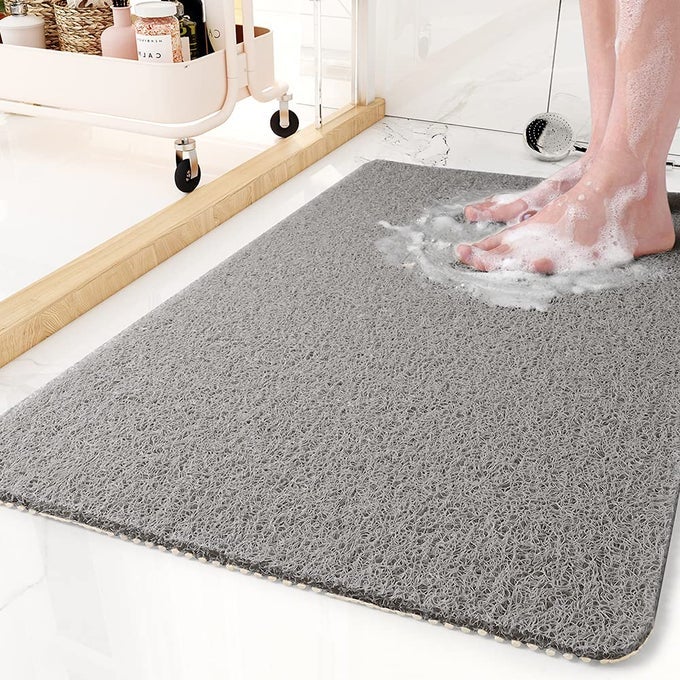 NONSLIP BATHTUB MAT 17X 30 INCH SHOWER MATS FOR BATH TUB PVC LOOFAH BATHROOM MATS FOR WET AREAS QUICK DRYING