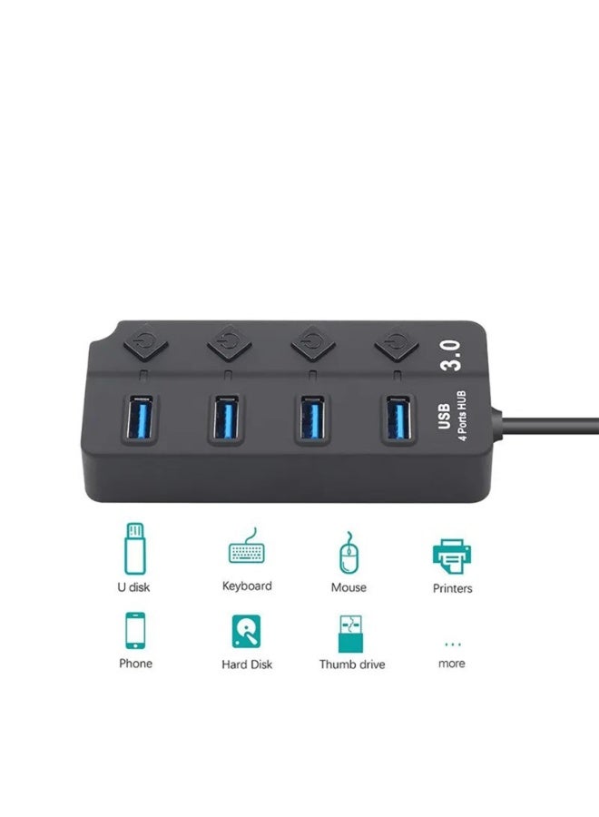 HUB USB 3.0 USB Splitter 2.0 4-in-1 USB Adapter Multi-Port Independent Power Extender - Image 4