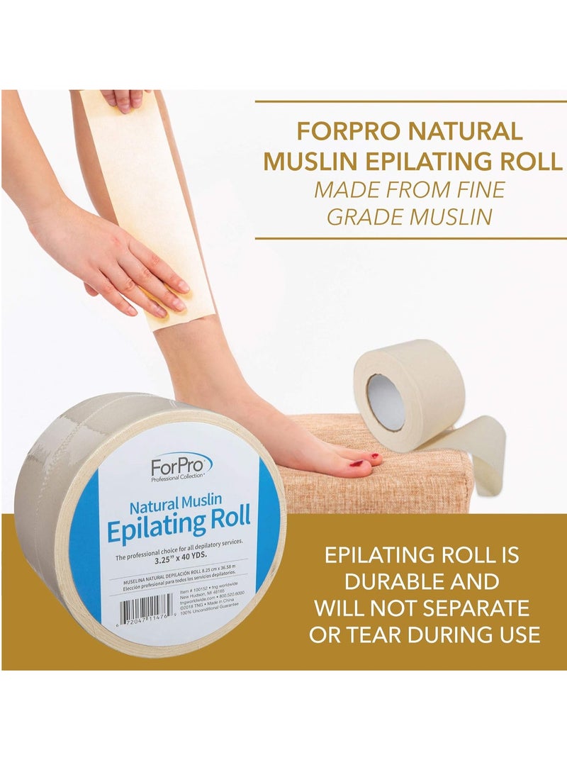 ForPro - ForPro Professional Collection Natural Muslin Epilating Roll, Tear-Resistant, for Hair Removal, 3.25” W x 40 Yds - Image 1