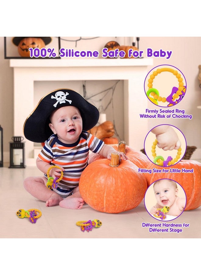 NPET NPET Halloween Baby Teething Toy for 3-12 Months, Halloween Cute Skull & Bat Themed Gifts Infant Teething Toy, Baby Theether Toy Holiday Gifts, Halloween Baby Teethers Toy Soft Silicone Baby Girl Boy - Image 3