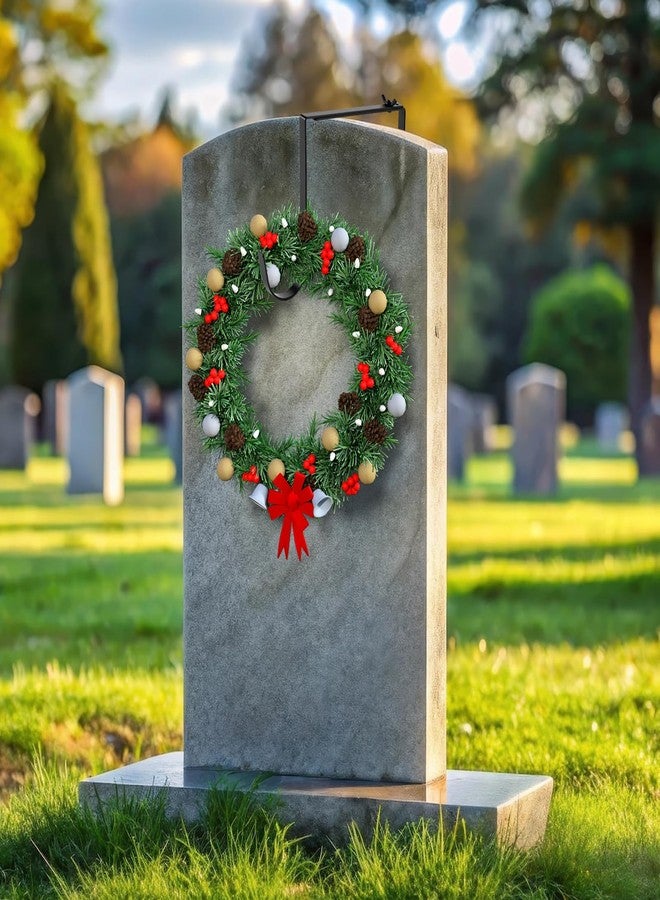 ECcandiedhaws 3Pcs Christmas Headstone Wreath Hangers--Fit 6"-11" Upright Grave Markers, Adjustable Stainless Steel Cemetery Wreath Holder, Suitable for Memorial Decor for Independence Day Veterans Day All Seasons - Image 4