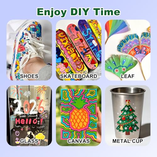 DEYONI 24 Colors Acrylic Paint Markers, Dual Tip Acrylic Paint Pens Markers for Rock, Fabric, Wood, Glass, Craft, Decoration, Adult DIY Crafts Art Supplies - Image 3