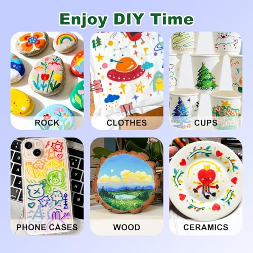 DEYONI 24 Colors Acrylic Paint Markers, Dual Tip Acrylic Paint Pens Markers for Rock, Fabric, Wood, Glass, Craft, Decoration, Adult DIY Crafts Art Supplies - Image 4
