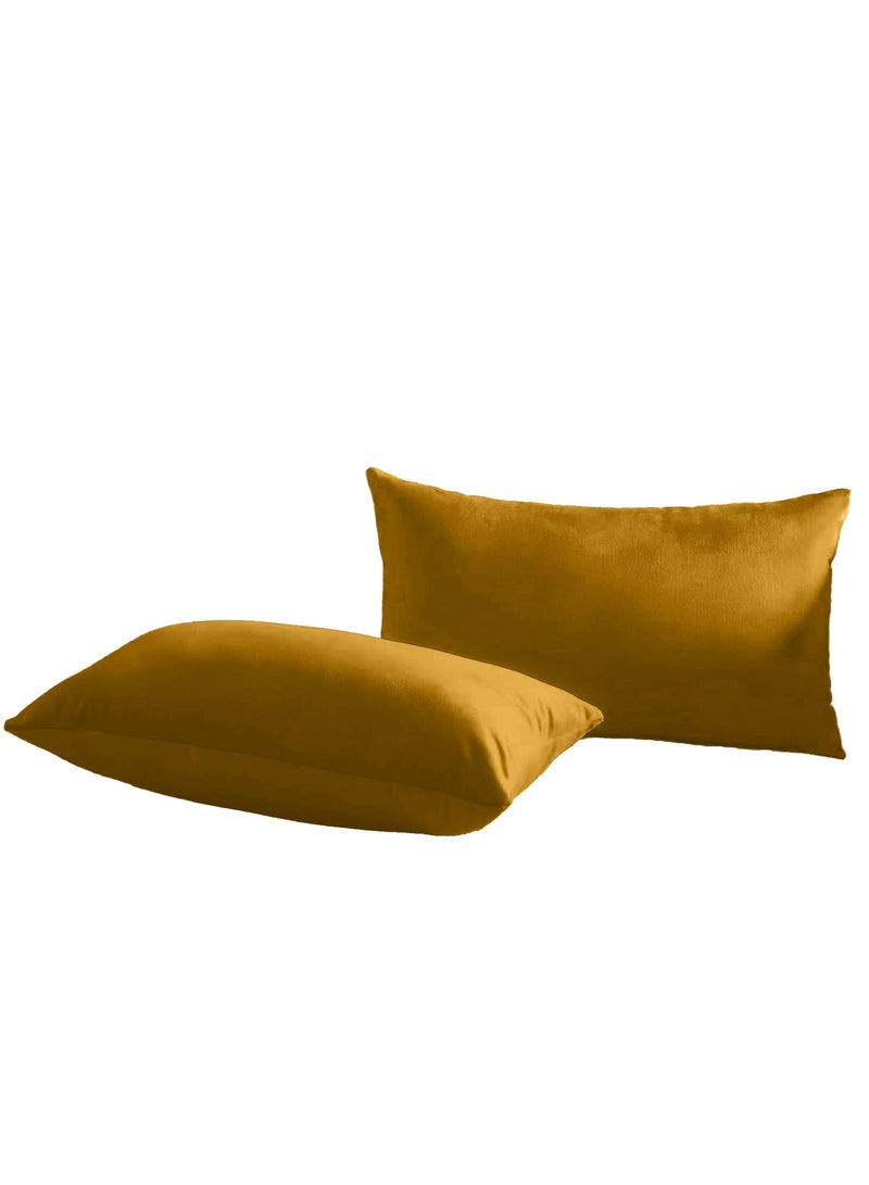House One Set of 2 Pieces Rectangular Soft Velvet Decorative Cushion with Solid Design and Attractive Colors - 50x30 cm  - Image 1