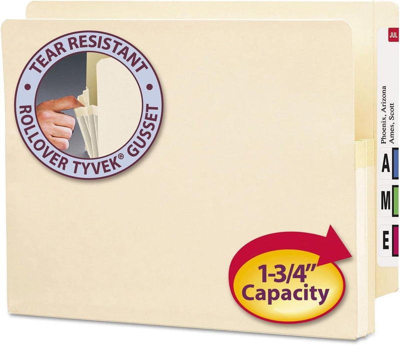 Smead End Tab File Pocket Reinforced StraightCut Tab 134 Expansion Letter Size Manila 25 per Box 75114 - Image 1