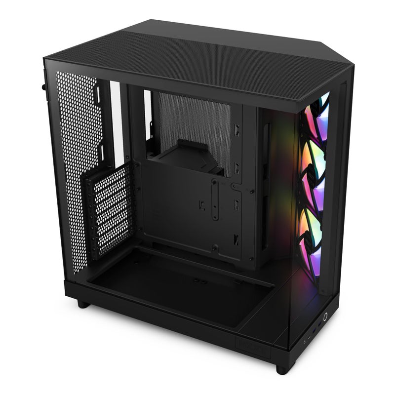 NZXT H6 Flow RGB Mid-Tower Airflow Case with 3 RGB Fans, Panoramic Glass Panels, Cable Management - Black - Image 1