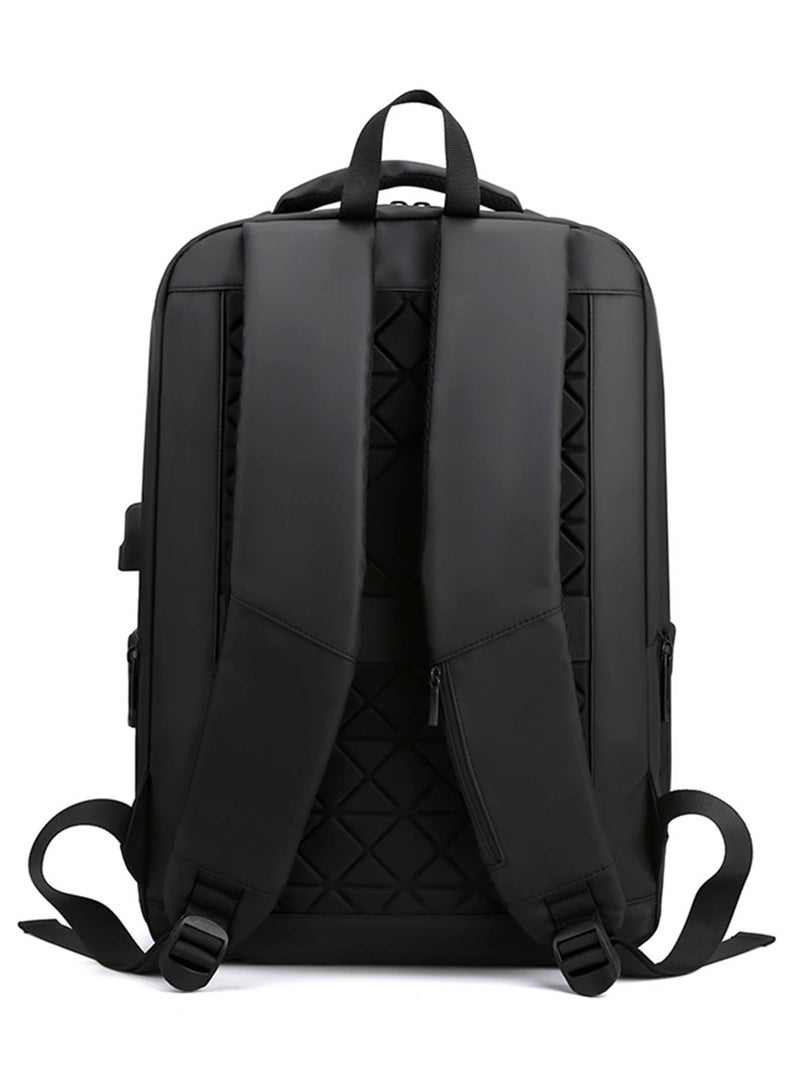 HIKE Unisex Polyester Backpack 17.5-inch Water Resistant Computer Bag with Built in USB Port for Men and Women, HK2105-BLACK - Image 3