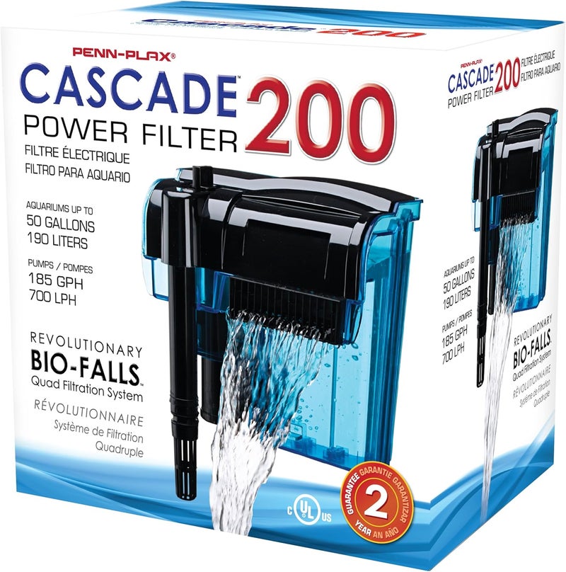 Penn Plax Penn-Plax Cascade 200 Power Filter – Efficient Hang-On Filter with Quad Filtration for Freshwater and Saltwater Aquariums - Image 2
