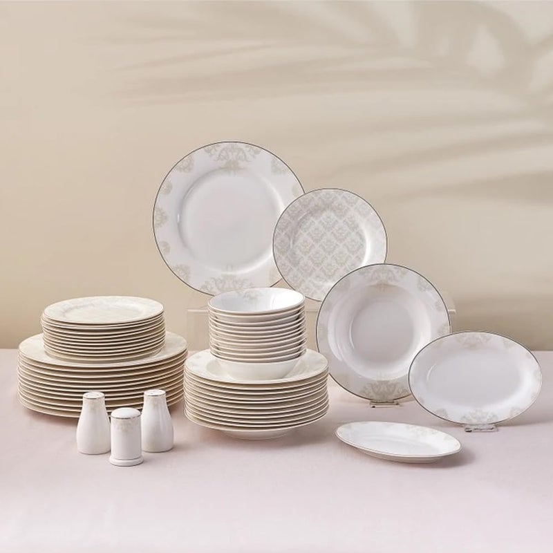 Karaca Siena 53-Piece Porcelain Dinner Sets with Dinner & Dessert Plates, Bowls, Holder - Bone China Dinnerware Sets for 12 People (White) - Image 1
