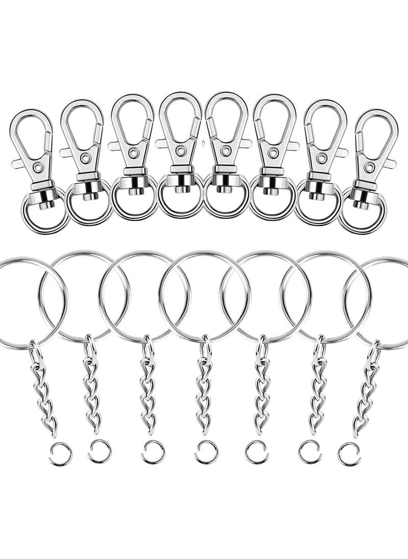 DIY Crafts Diy Crafts 13595 Rings With Chain for Keychain Lanyard Hanging Nail Files, Label Tags, Foldable Scissors, Keys & Other Small Things, Pack of 80 (Multicolor)  - Image 1