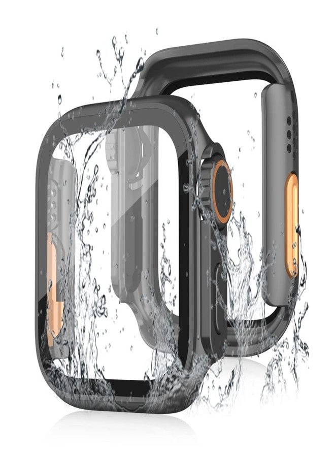 Yrzper Waterproof Case Compatible with Apple Watch Series 9 8 7 6 5 4 SE/SE2 40mm 41mm 44mm 45mm[Turning into Ultra] Watch Crown + Watch Back Cover Full Protective Hard PC Screen Cover (41mm, Black) - Image 2