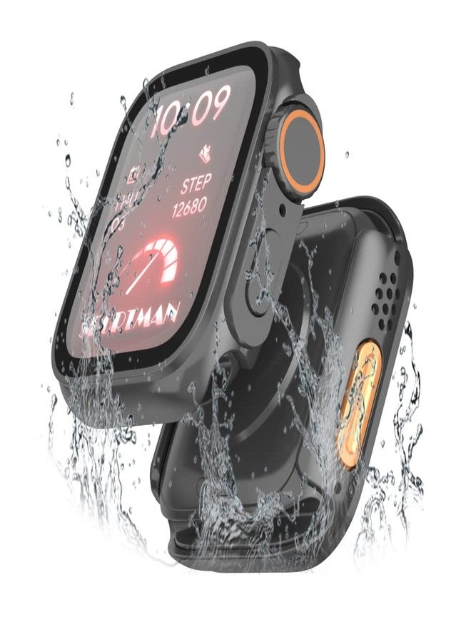 Yrzper Waterproof Case Compatible with Apple Watch Series 9 8 7 6 5 4 SE/SE2 40mm 41mm 44mm 45mm[Turning into Ultra] Watch Crown + Watch Back Cover Full Protective Hard PC Screen Cover (41mm, Black) - Image 1