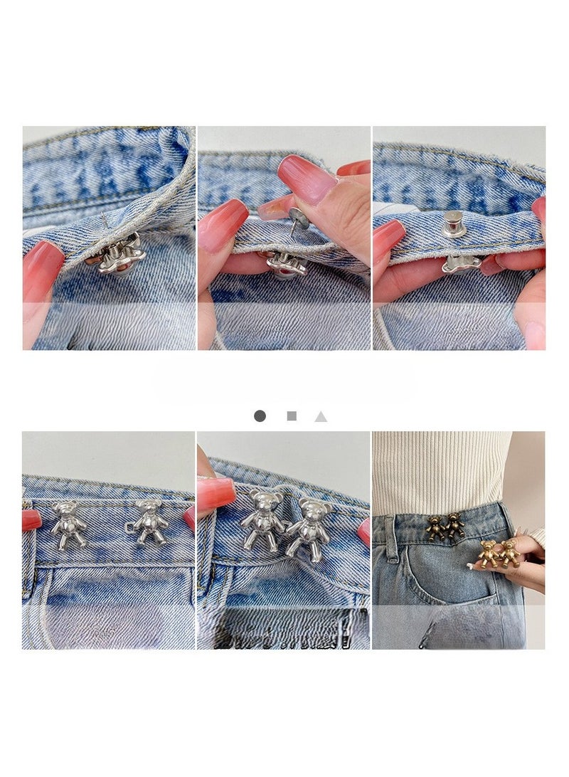 2 Pair Black Waist Tighten Jeans Waist Shrinker Button Fasten Button Pants Waist Adjust Waist Change Small Pin - Image 2