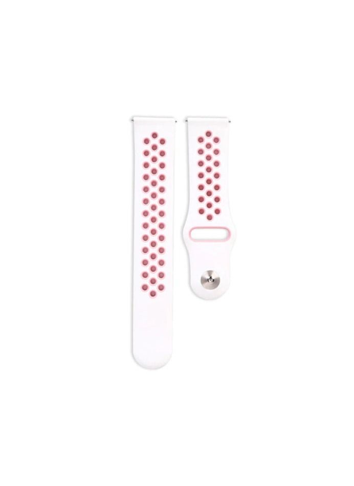 Risen Silicone Doted Replacement Strap 22mm Band For Huawei Watch 46mm - Samsung Galaxy Watch 46mm Watch 3 45mm - Gear S3 Classic/Frontier 46mm White/Pink  - Image 1