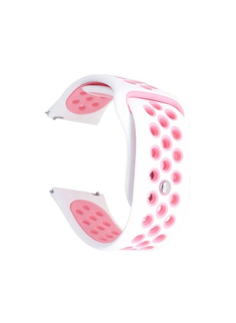 Risen Silicone Doted Replacement Strap 22mm Band For Huawei Watch 46mm - Samsung Galaxy Watch 46mm Watch 3 45mm - Gear S3 Classic/Frontier 46mm White/Pink  - Image 2