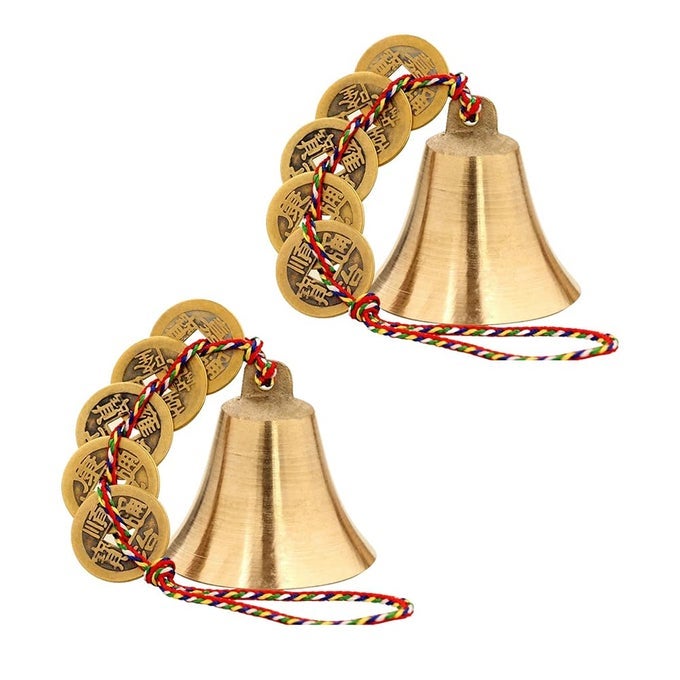 2PCS CHINESE FENG SHUI BELL FOR WEALTH AND SAFE PEACE AND SUCCESS FENG SHUI ELEMENT DOOR CHIME OR DECOR