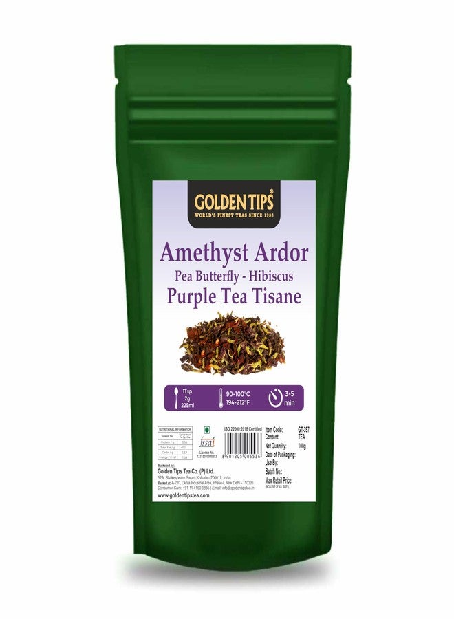 Golden Tips Blue Pea & Hibiscus Green Tea, Antioxidant-Rich Detox Tea, Floral & Refreshing Herbal Infusion, No Milk Needed, Enjoy Hot or Iced (100 Gram, 50 Cups) - Image 1
