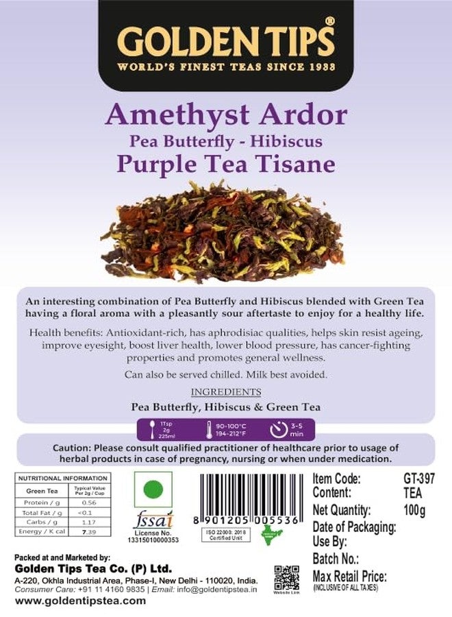Golden Tips Blue Pea & Hibiscus Green Tea, Antioxidant-Rich Detox Tea, Floral & Refreshing Herbal Infusion, No Milk Needed, Enjoy Hot or Iced (100 Gram, 50 Cups) - Image 4