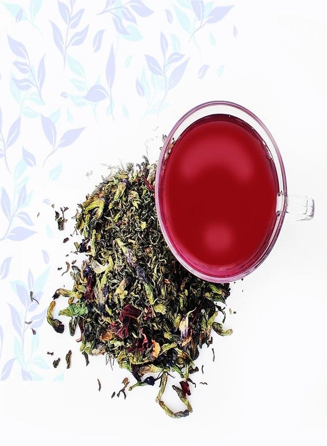 Golden Tips Blue Pea & Hibiscus Green Tea, Antioxidant-Rich Detox Tea, Floral & Refreshing Herbal Infusion, No Milk Needed, Enjoy Hot or Iced (100 Gram, 50 Cups) - Image 3