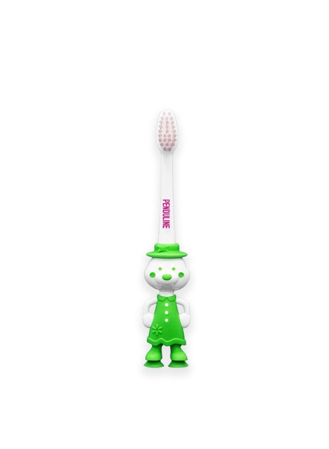 Penduline Kids Toothbrush | Ultra Soft | Green Color | Rubber base | Girl - Image 2