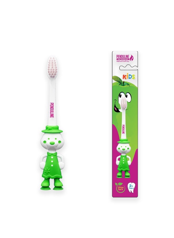 Penduline Kids Toothbrush | Ultra Soft | Green Color | Rubber base | Girl - Image 1