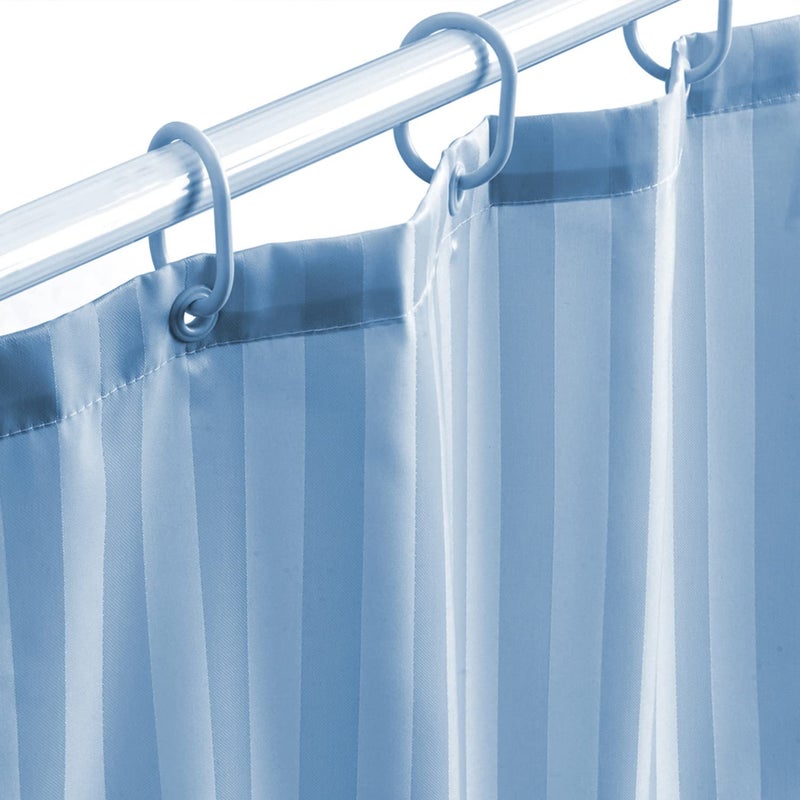 Obsessions Polyester Water Repellent Striped Shower Curtain with 12 Hooks (L) 200 x (W) 180cm_Blue - Image 4