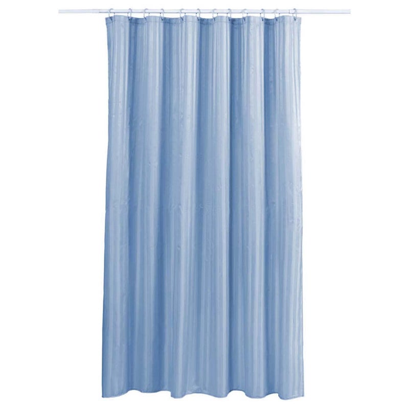 Obsessions Polyester Water Repellent Striped Shower Curtain with 12 Hooks (L) 200 x (W) 180cm_Blue - Image 3